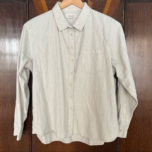 Tradlands linen blend button front shirt in light grey, size XL